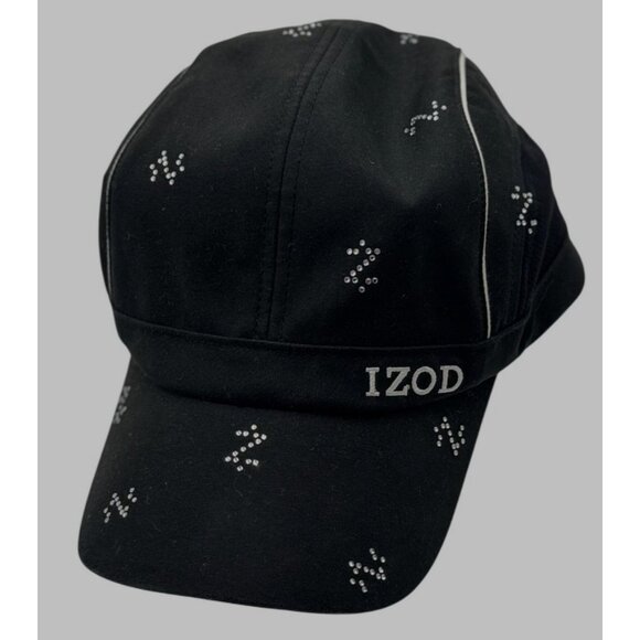 Izod One size Womens Black Summer Golf sport  Cap Rhinestone Pattern WhiteLogo - Picture 1 of 7